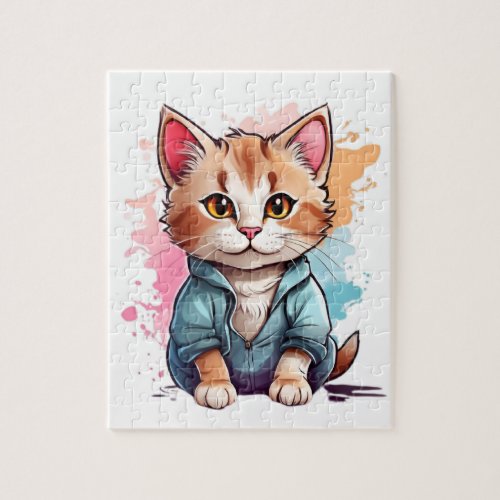 cat watercolor drawing jigsaw puzzle