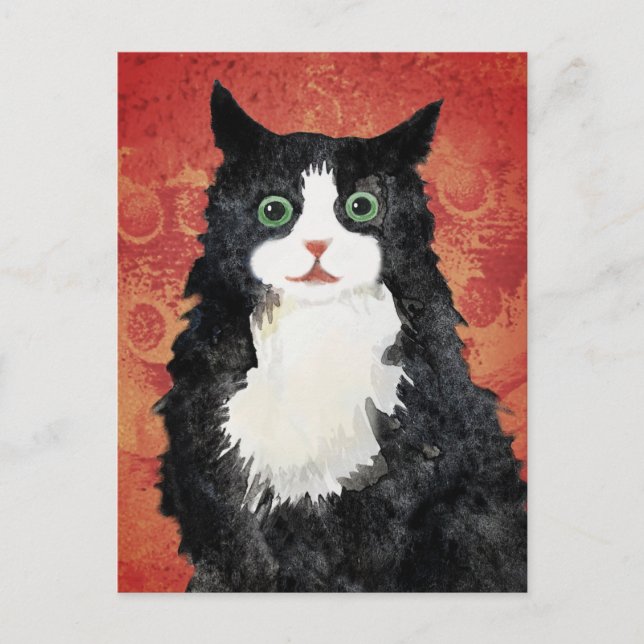 Cat watercolor holiday postcard (Front)