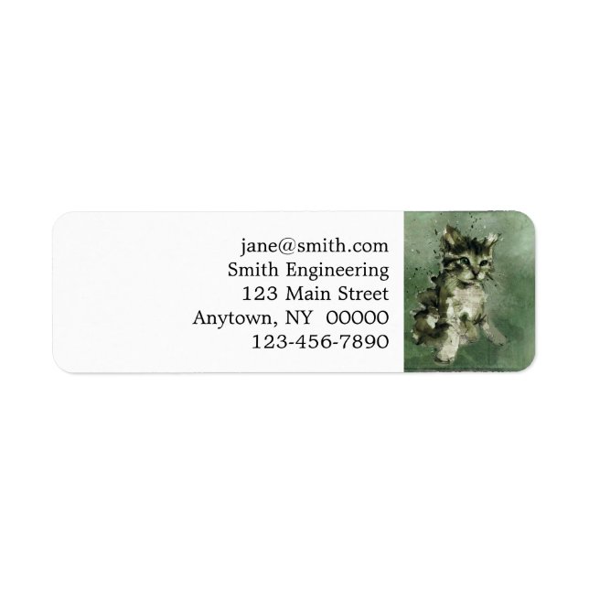 Cat watercolor painting label (Front)