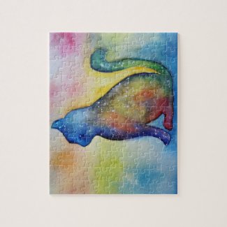 Cat Watercolor  Photo Puzzle with Gift Box