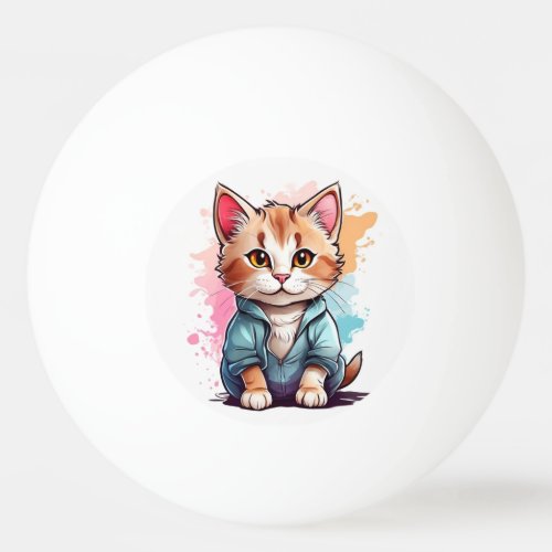 Cat Watercolor Ping Pong Ball