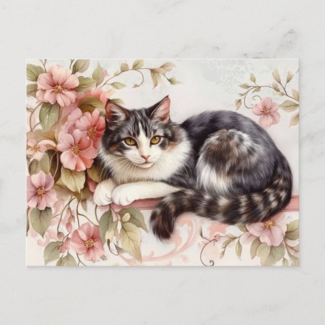Cat Watercolor Postcard  (Front)