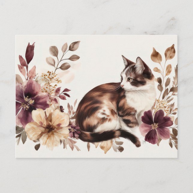 Cat Watercolor Postcard  (Front)