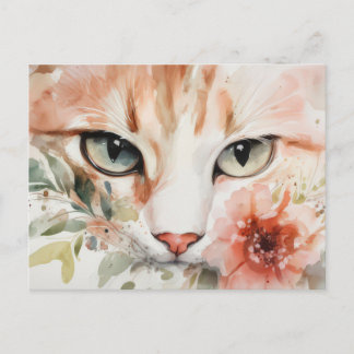 Cat Watercolor Postcard