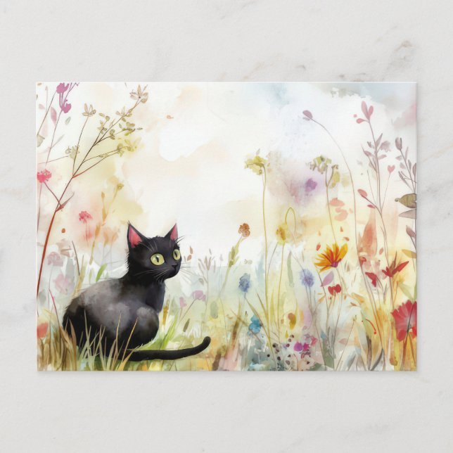 Cat Watercolor Postcard  (Front)