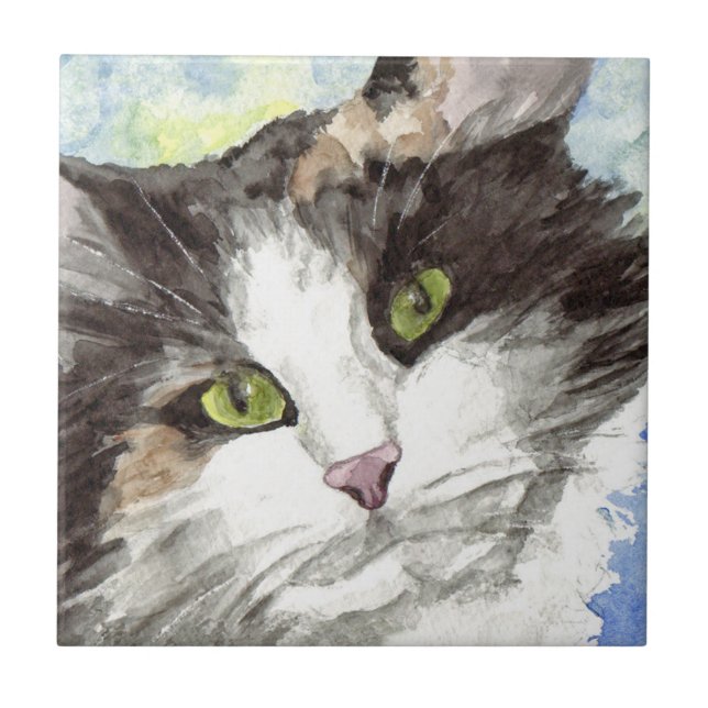 Cat Watercolor Tile (Front)