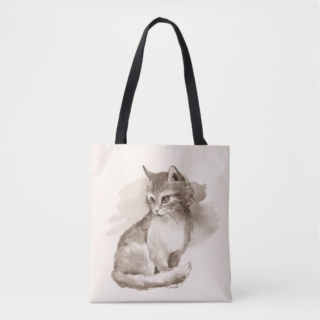Cat. Watercolor Tote Bag (Front)