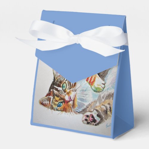 Cat Watercolour Birthday Party Cake Favor Box