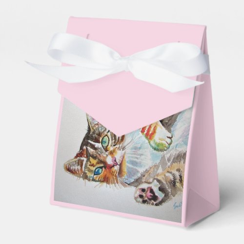 Cat Watercolour Birthday Party Cake Favor Box