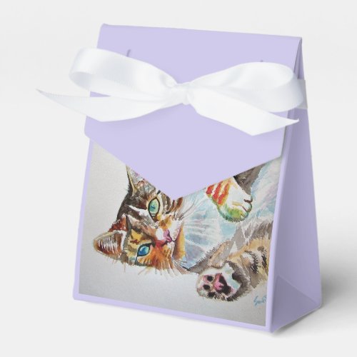 Cat Watercolour Birthday Party Cake Favor Box