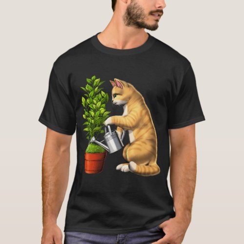 Cat Watering Plants T-Shirt