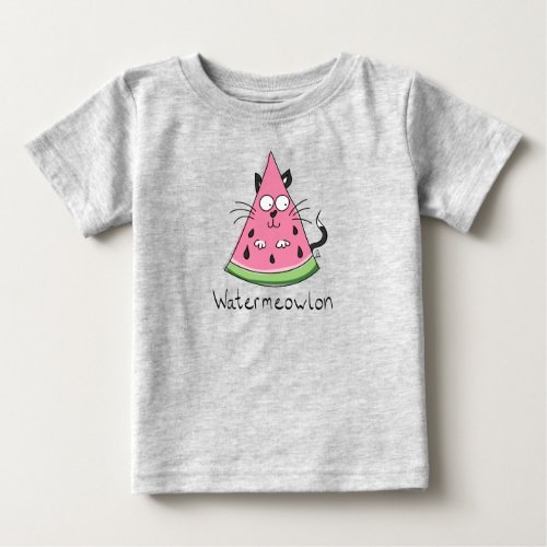 Cat Watermelon Funny Cartoon Baby T_Shirt