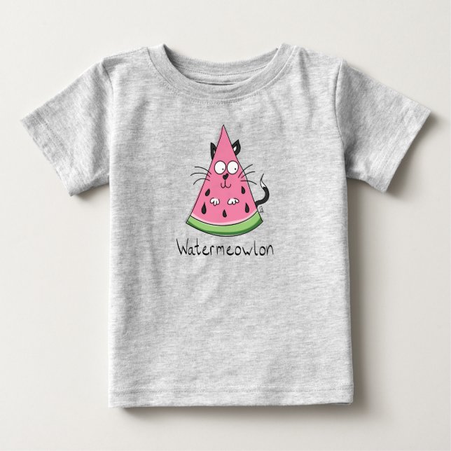 Cat Watermelon Funny Cartoon Baby T-Shirt (Front)