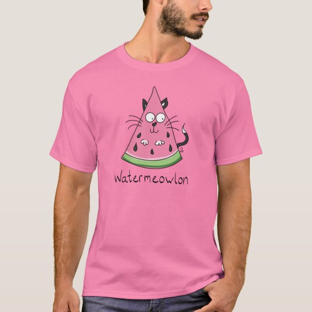 Cat Watermelon Kids Funny Cute T-Shirt (Front)