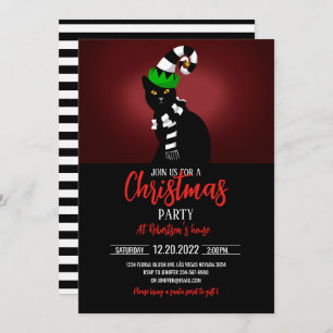 Cat wearing a Funny hat and Scarf Invitation