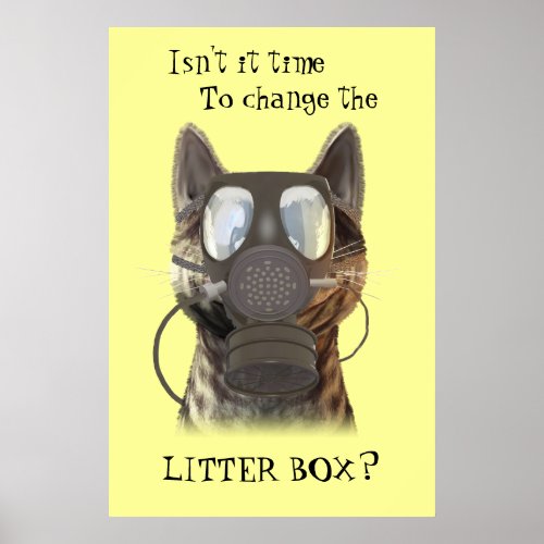 Cat wearing a gas mask poster