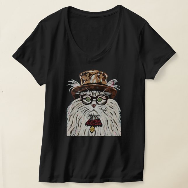 Cat wearing a hat and glasses T-Shirt (Laydown)