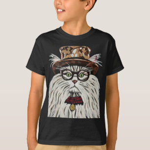 Cat wearing a hat and glasses T-Shirt