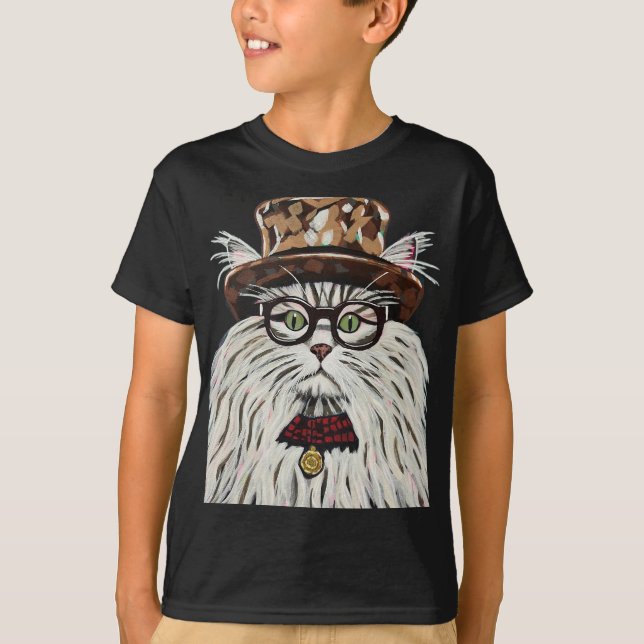 Cat wearing a hat and glasses  T-Shirt (Front)