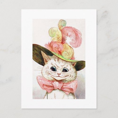 Cat wearing a hat Louis Wain Postcard