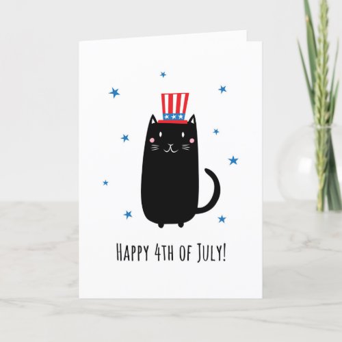 Cat wearing a patriotic hat Happy 4th of July Card