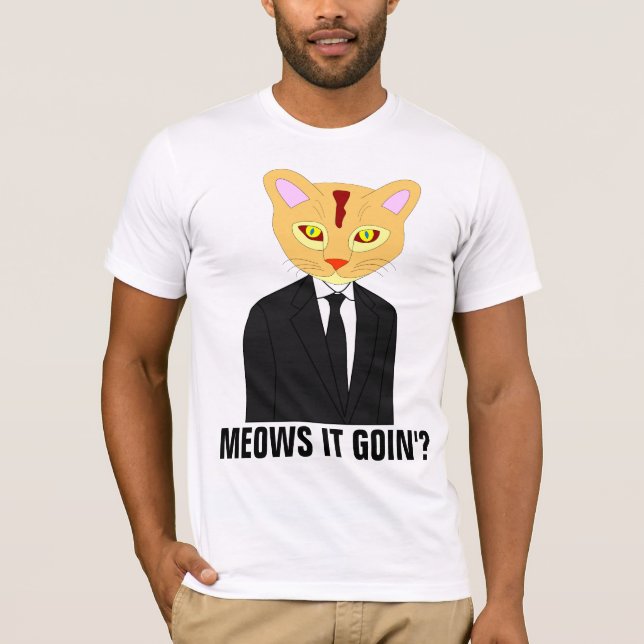 CAT WEARING A SUIT & TIE, GINGER CAT T-SHIRTS (Front)