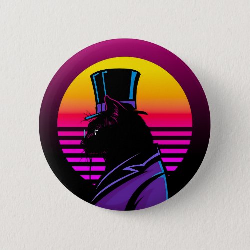 Cat Wearing a Tuxedo and a Hat Artwork  Button