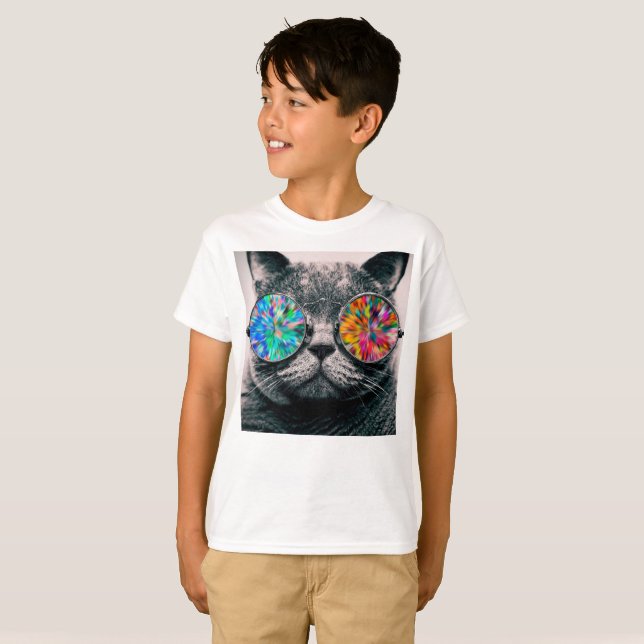 Cat wearing colored glasses T-Shirt (Front Full)