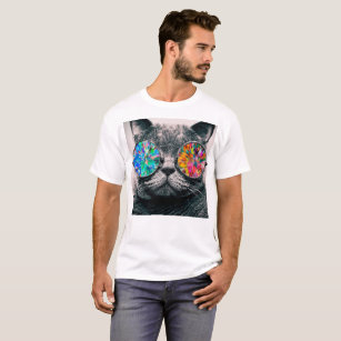 Cat wearing colored glasses T-Shirt
