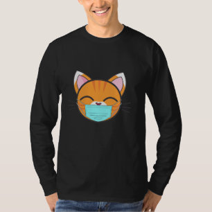 Cat Wearing Face Mask, Cute Orange Cat Lovers Pet  T-Shirt
