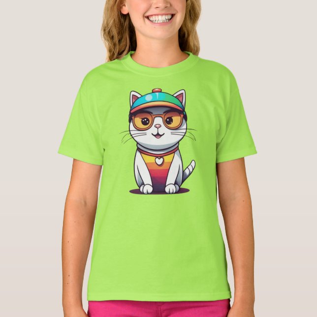 Cat Wearing Glasses And Hat-78199 T-Shirt (Front)