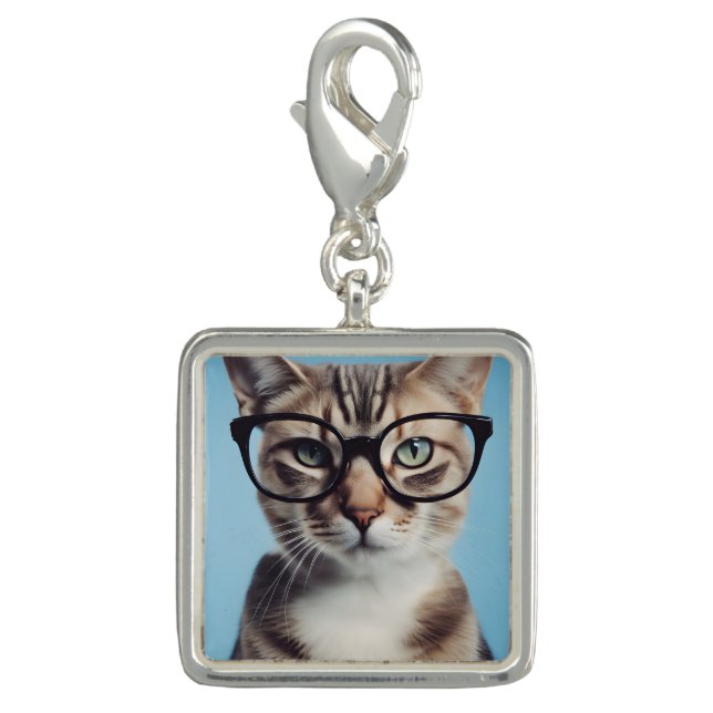 Cat Wearing Glasses Charm (Front)