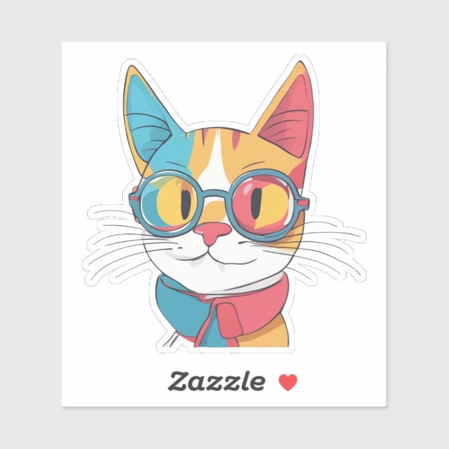 Cat Wearing Glasses Clipart-78198 Sticker (Sheet)