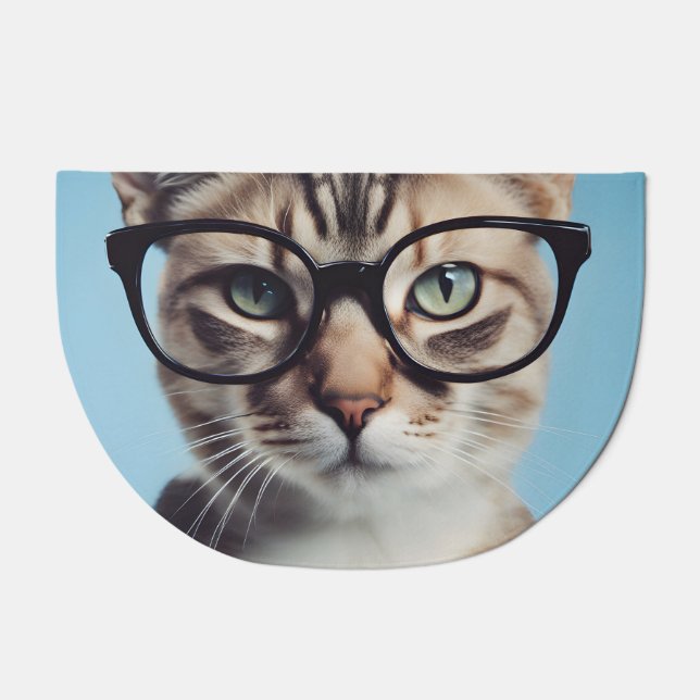 Cat Wearing Glasses Doormat (Front)
