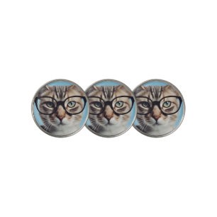 Cat Wearing Glasses Golf Ball Marker