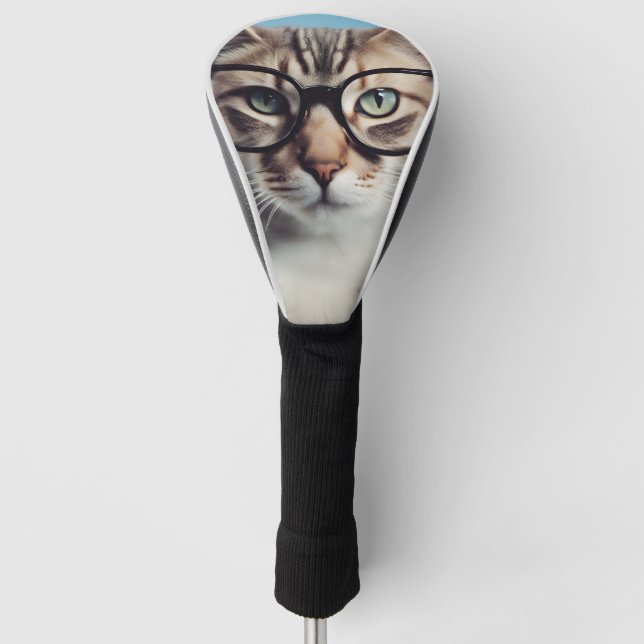 Cat Wearing Glasses Golf Head Cover (Front)