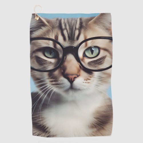 Cat Wearing Glasses Golf Towel