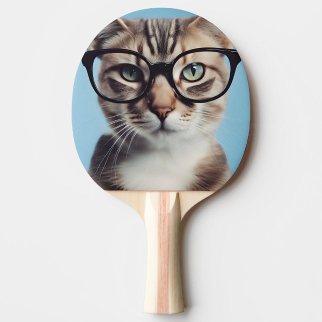 Cat Wearing Glasses Ping Pong Paddle (Front)