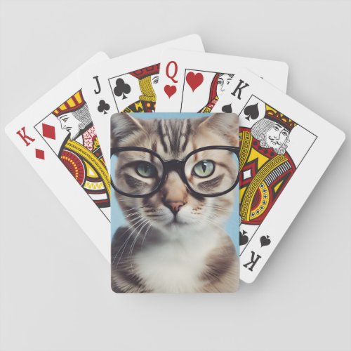 Cat Wearing Glasses Playing Cards
