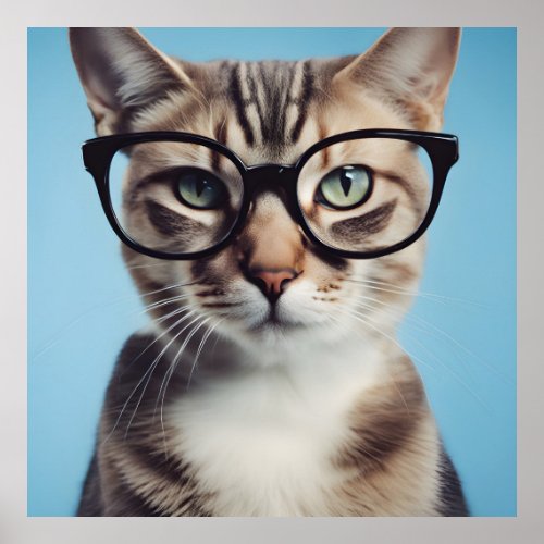 Cat Wearing Glasses Poster