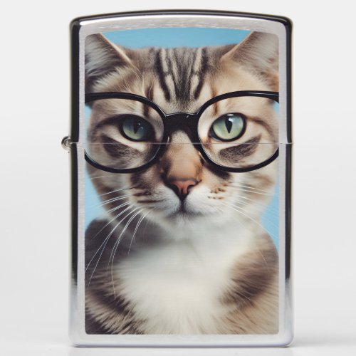 Cat Wearing Glasses Zippo Lighter