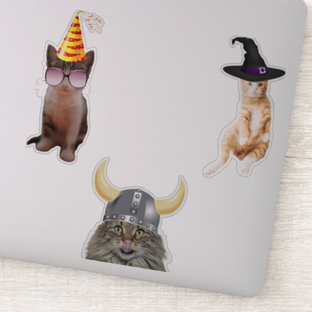 Cat Wearing Hat Sticker (Detail)