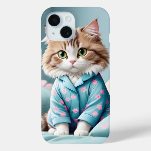 Cat Wearing Pajamas iPhone 15 Case