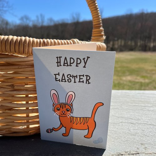 Cat Wearing Rabbit Ears Happy Easter Card