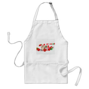 Cat wearing red Santa hat Christmas Ornament Adult Apron