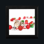 Cat wearing red Santa hat Christmas Ornament Jewelry Box<br><div class="desc">A Cute Cat wearing red Santa hat Christmas Ornament and gift boxes</div>