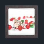 Cat wearing red Santa hat Christmas Ornament Jewelry Box<br><div class="desc">A Cute Cat wearing red Santa hat Christmas Ornament and gift boxes</div>
