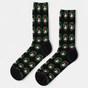 Cat Wearing Santa Hat Cute Pattern Socks