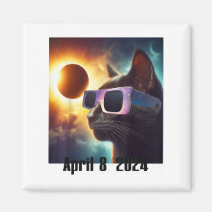 Cat Wearing Solar Glasses Eclipse Colorful Pop Cul Magnet