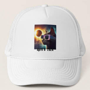 Cat Wearing Solar Glasses Eclipse Colorful Pop Cul Trucker Hat